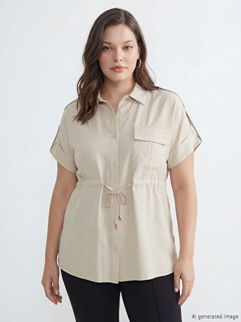 LCW Comfort Bağlama Detaylı Büzgülü Kadın Gömlek