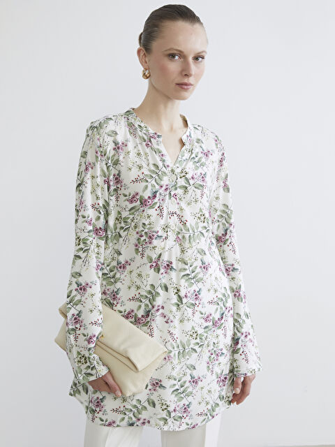 LCW ECO Kaçık Yaka Desenli Kadın Tunik - S6IR55Z8-LRA