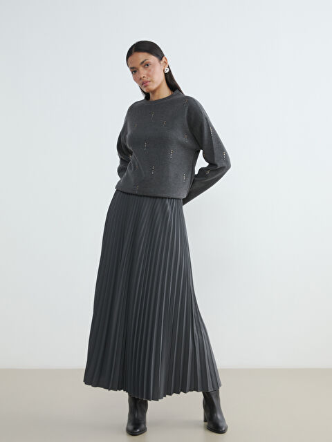 LCWAIKIKI Classic Beli Lastikli Pileli Etek - S6IR80Z8-CWN