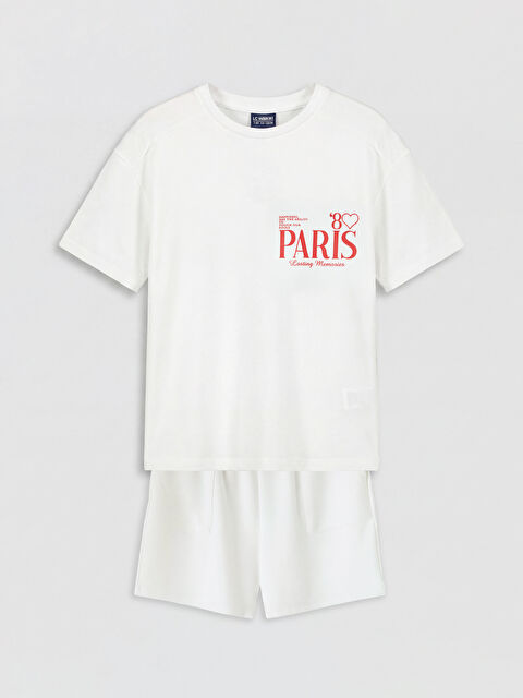 LCW Kids Paris Baskılı Kız Çocuk Soft Touch Takım
