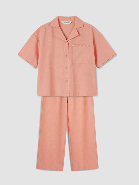 LCW Kids Kısa Kollu Kız Çocuk Gömlek ve Pantolon