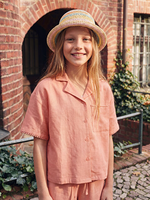 LCW Kids Kısa Kollu Kız Çocuk Gömlek ve Pantolon