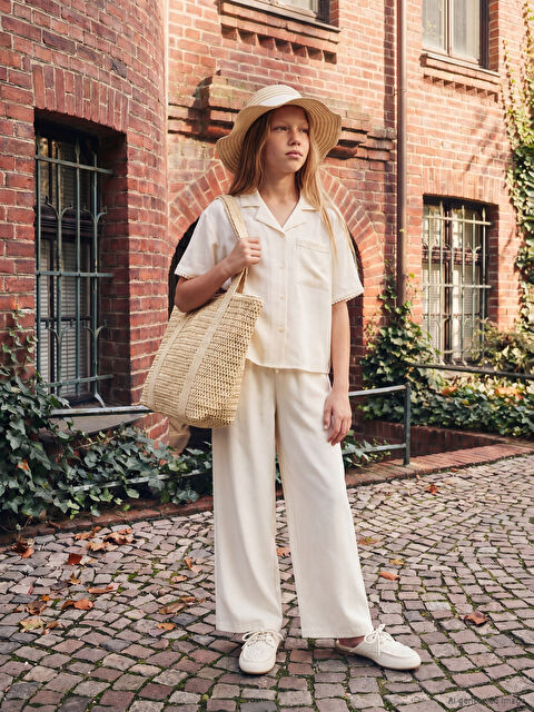 LCW Kids Kısa Kollu Kız Çocuk Gömlek ve Pantolon