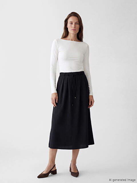 LCW Grace Beli Lastikli Desenli A Kesim Etek - S6IT68Z8-CVL