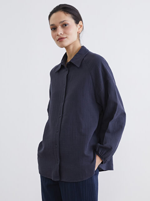 LCW Modest Dokulu Oversize Müslin Kadın Gömlek Tunik - S6IT76Z8-CUY