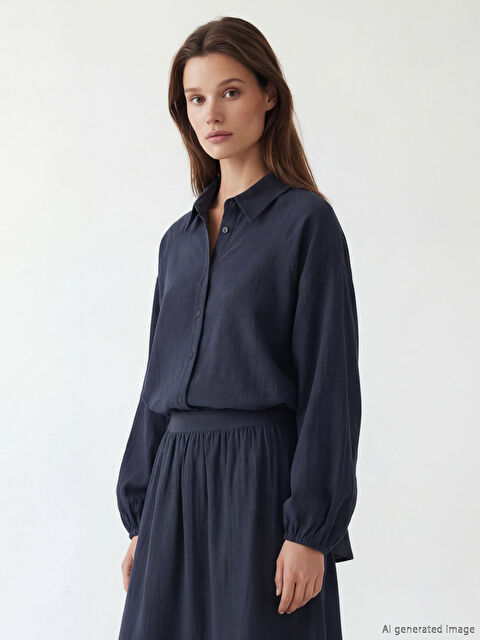 LCW Modest Dokulu Oversize Müslin Kadın Gömlek Tunik - S6IT76Z8-CUY