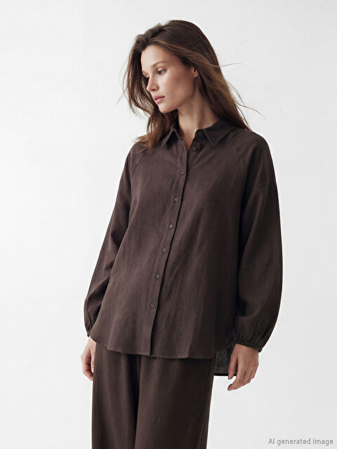 LCW Modest Dokulu Oversize Müslin Kadın Gömlek Tunik - S6IT76Z8-HMK