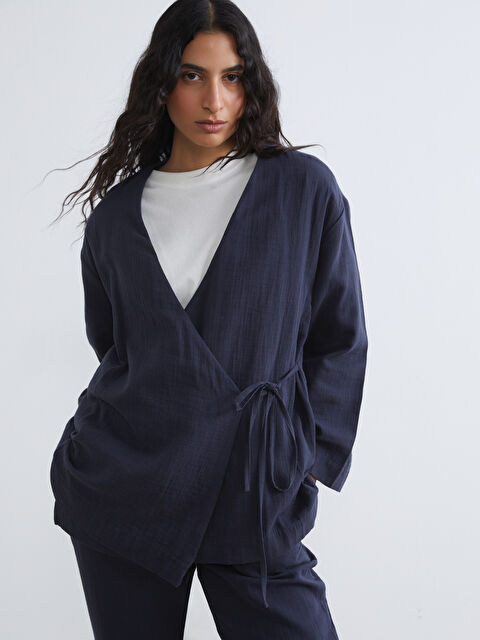 LCW Modest Kruvaze Yaka Kadın Müslin Kimono	 - S6IT85Z8-CRP