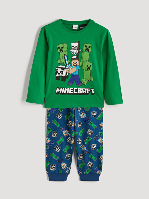 LCW Kids Crew Neck Minecraft Printed Boys' Pyjamas Set