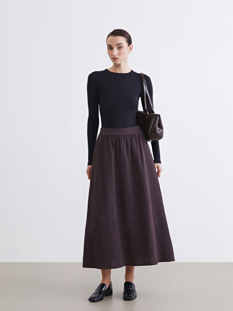 LCW Modest Beli Lastikli Dokulu Kloş Etek	 - S6IT90Z8-V74