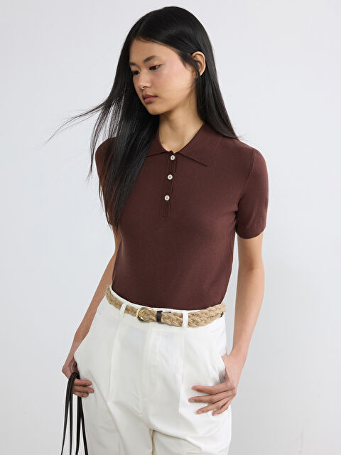 LCW Vision Polo Yaka Kadın Triko Kazak - S6IT94Z8-HGT