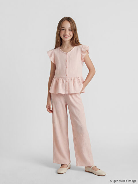 LCW Kids Beli Lastikli Kız Çocuk Müslin Pantolon - S6IT96Z4-G4J