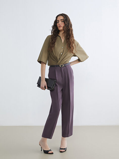 LCW Vision Beli Kemerli Havuç Kesim Kadın Pantolon - S6IU29Z8-ZL6