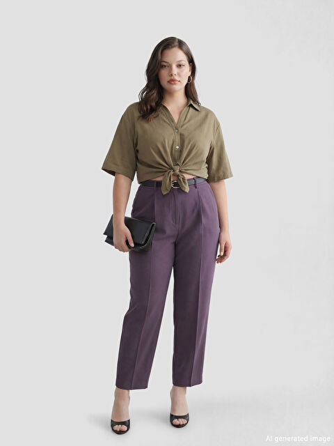 LCW Vision Beli Kemerli Havuç Kesim Kadın Pantolon