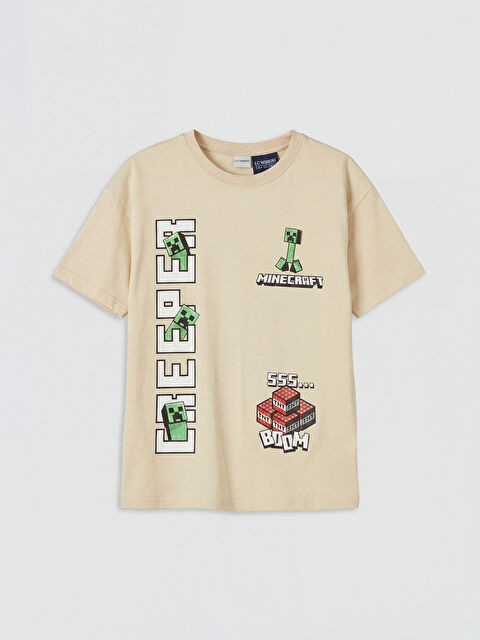 LCW Kids Bisiklet Yaka Minecraft Baskılı Erkek Çocuk Tişört