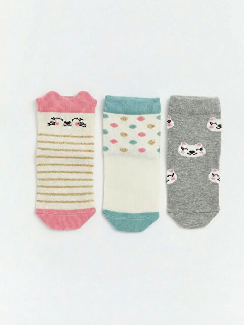 LCW ECO Desenli Kız Bebek Soket Çorap 3'lü - S6IV38Z1-FDU