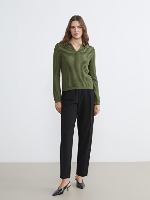 LCW Comfort ელასტიური წელი ქალის პლისირებული შარვალი - S6IV51Z8-CVL