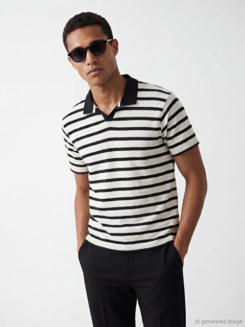 LCW Vision Polo Yaka Çizgili Erkek Tişört - S6IV55Z8-LEG