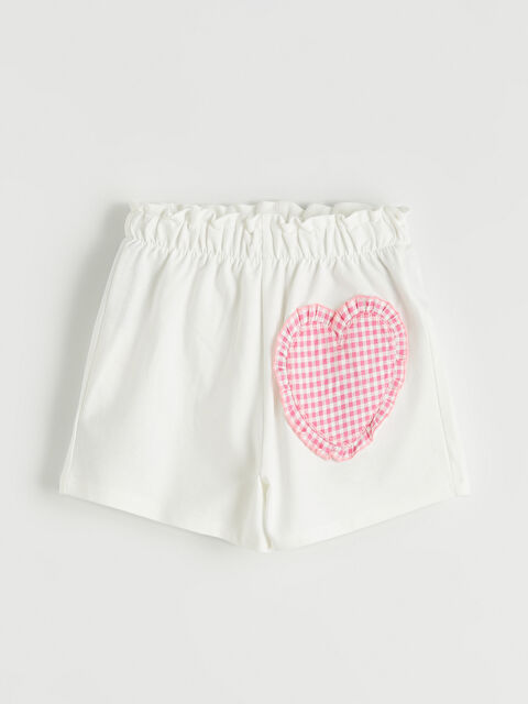 LCW Kids Beli Lastikli Kalp Detaylı Kız Çocuk Şort - S6IV66Z1-R9J