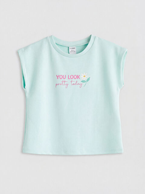 LCW Kids Bisiklet Yaka Baskılı Kız Çocuk Tişört - S6IV72Z1-FPW