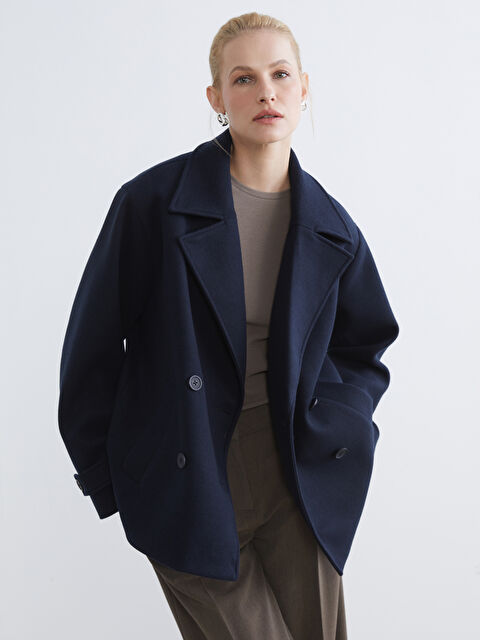 LCWAIKIKI Classic معطف صوف مخلوط كحلي امرأة - S6IY22Z8-CRP