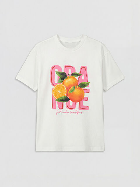 LCW Kids Bisiklet Yaka Baskılı Kız Çocuk Tişört - S6IY47Z4-R9J