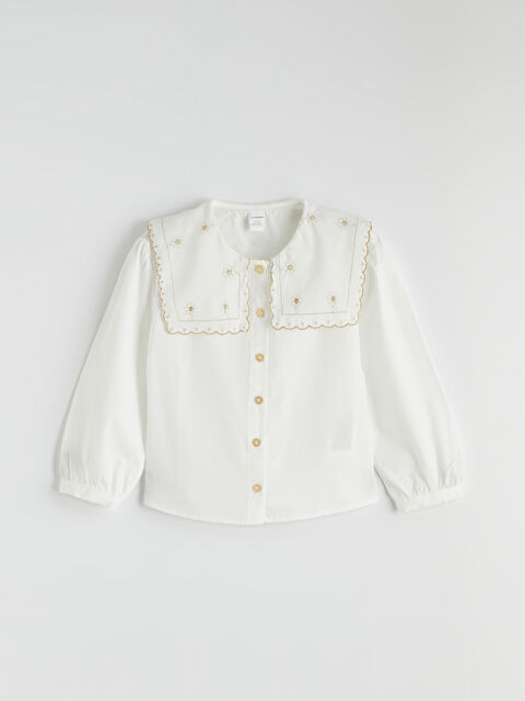 LCW Kids Çiçek Nakışlı Kız Çocuk Poplin Gömlek - S6IY48Z1-FDV