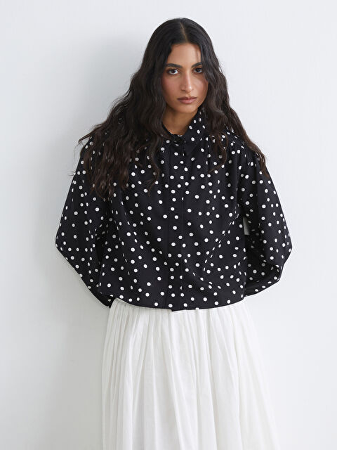 LCW Modest Puantiyeli Poplin Kadın Gömlek - S6J048Z8-LQJ