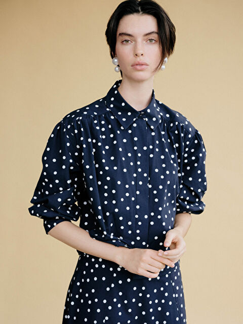 LCW Modest Puantiyeli Poplin Kadın Gömlek - S6J048Z8-LQJ