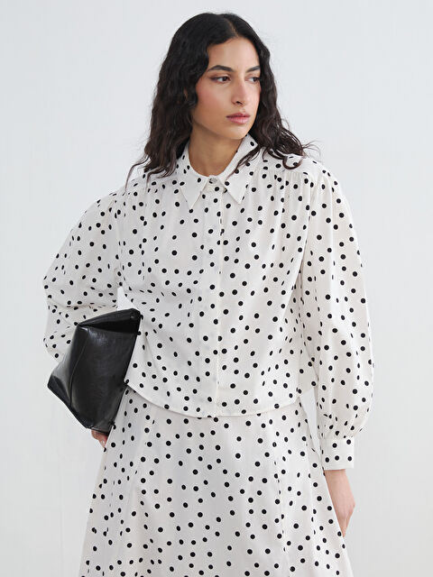LCW Modest Puantiyeli Poplin Kadın Gömlek - S6J048Z8-LU7