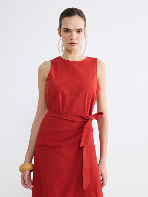 LCW Vision Crew Neck Waisted Dress