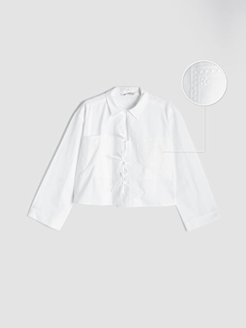 LCW Modest Nakışlı Poplin Kadın Gömlek