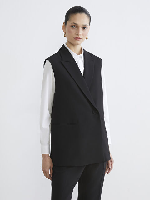 LCW Modest Kruvaze Yaka Kadın Klasik Yelek - S6J065Z8-CVL