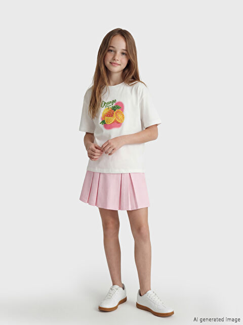LCW Kids Baskılı Kız Çocuk Tişört ve Şort Etek