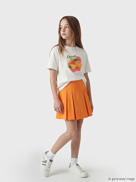LCW Kids Baskılı Kız Çocuk Tişört ve Şort Etek