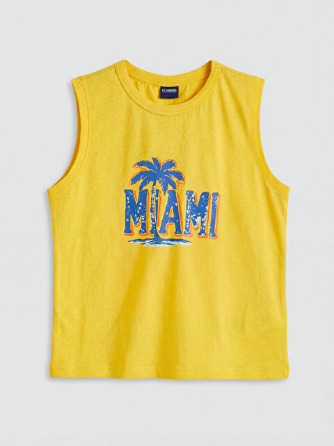 LC WAIKIKI Bisiklet Yaka Miami Baskılı Erkek Çocuk Atlet - S6J164Z4-T92