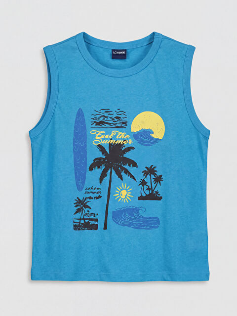 LC WAIKIKI Bisiklet Yaka Baskılı Erkek Çocuk Atlet - S6J167Z4-Z2S