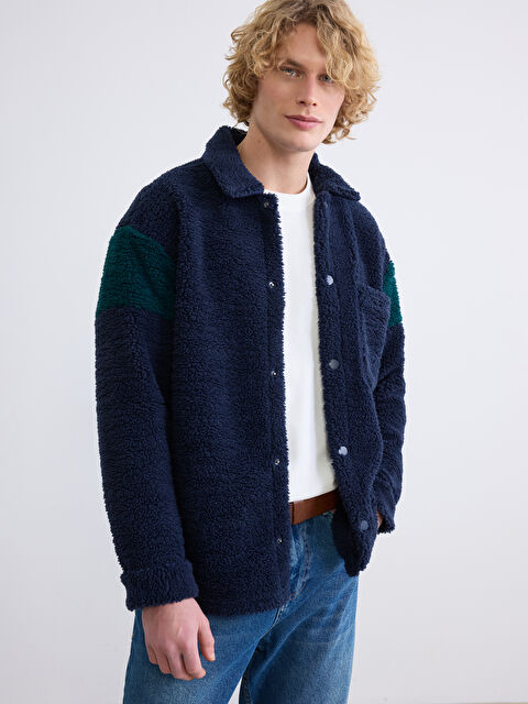 XSIDE Rahat Kalıp Erkek Pelüş Gömlek Ceket - S6J170Z8-HRC