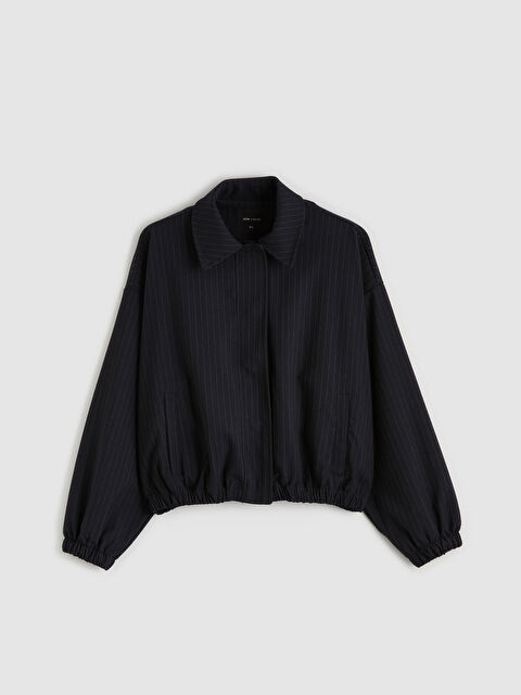 LCW Vision Çizgili Oversize Kadın Gömlek Ceket - S6J227Z8-LGS