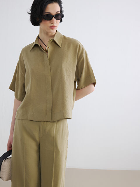 LCW Vision Modal Karışımlı Crop Kadın Gömlek