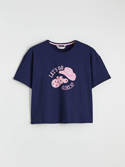 LCW Young Bisiklet Yaka Baskılı Kadın Pijama Üst