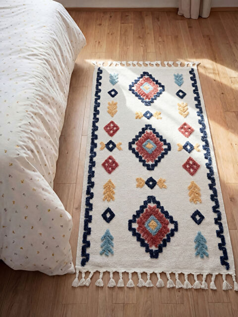 LCW HOME Geometrik Desenli Püsküllü Halı 80x150 cm - S6J285Z8-F9C