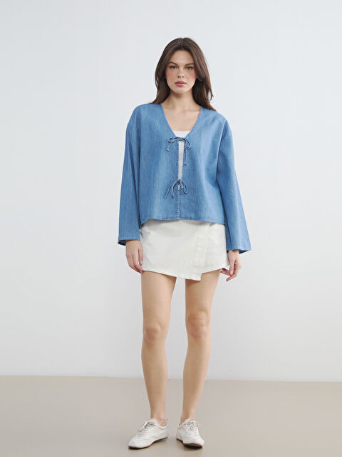 LCW Jeans Woman WHITE Denim Overlay Shorts