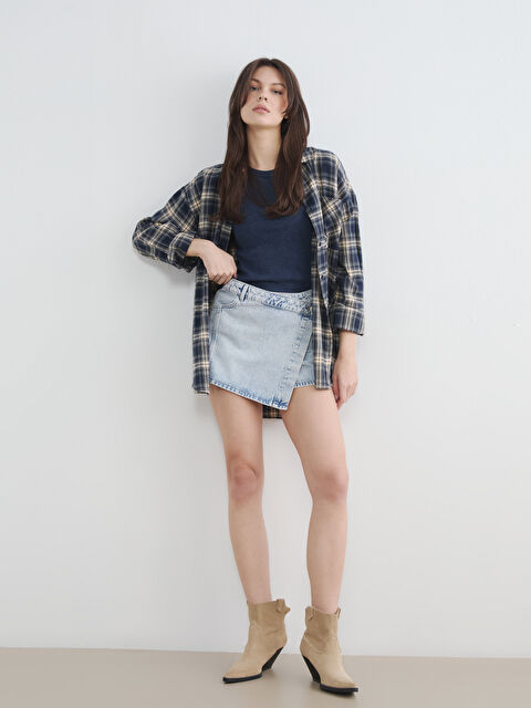 LCW Jeans Γυναίκα INDIGO Τζιν σορτς επικάλυψης - S6J335Z8-311