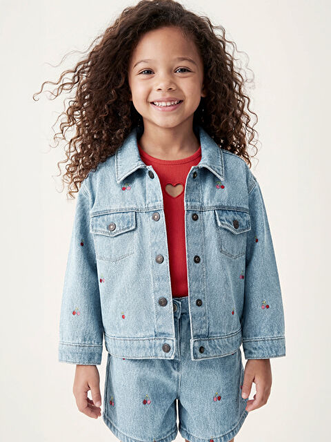 LCW Kids  Nakışlı Kız Çocuk Jean Ceket - S6J369Z1-507