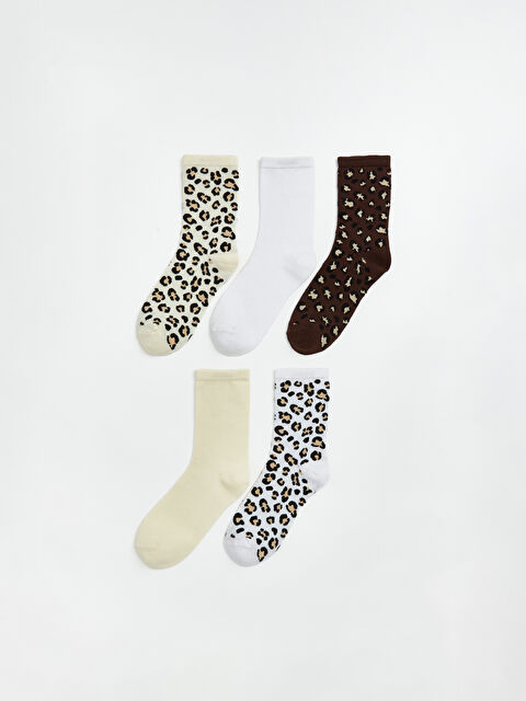 LCW DREAM Leopar Desenli Kadın Soket Çorap 5'li - S6J388Z8-FQQ