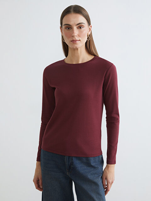 LCWAIKIKI Basic Bisiklet Yaka Kadın Tişört - S6J402Z8-HMB