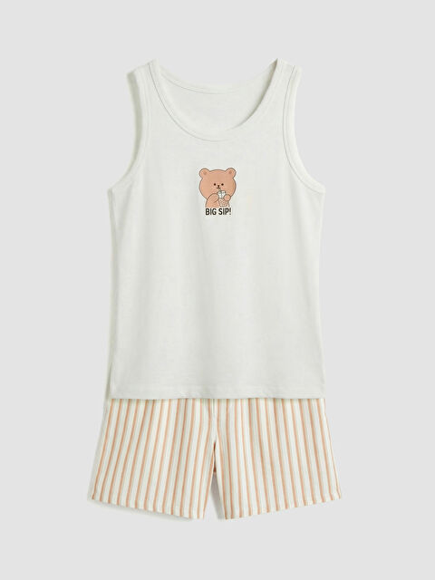 LCW Young U Yaka Baskılı Kadın Şortlu Pijama Takımı - S6J419Z8-LRA