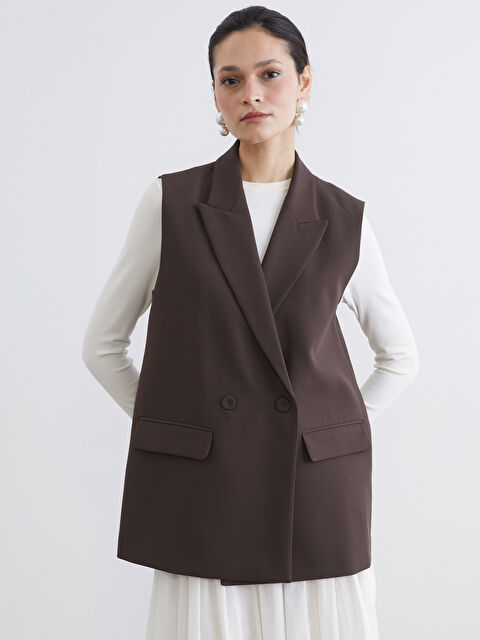 LCW Modest Kruvaze Yaka Kadın Klasik Yelek - S6J498Z8-HEC