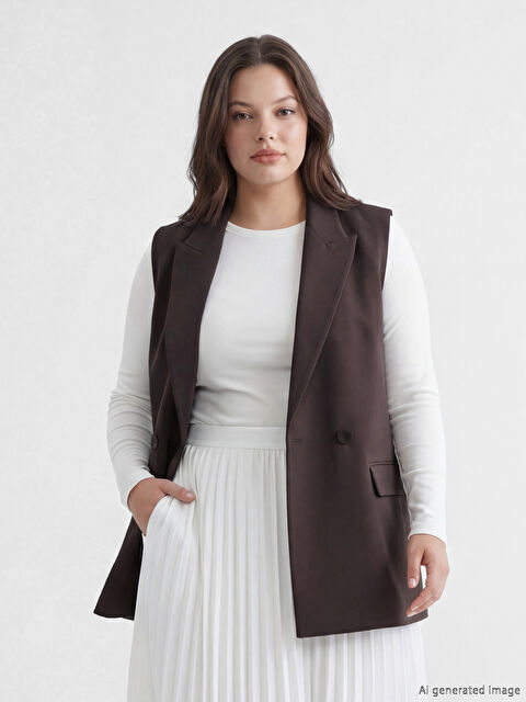 LCW Modest Kruvaze Yaka Kadın Klasik Yelek - S6J498Z8-HEC